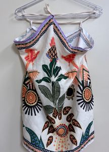 halter neck backless Boho Floral Print Mini Dress