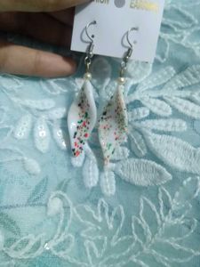 Leaf-Shaped Glass Earrings
