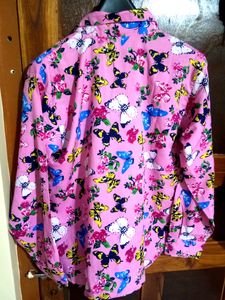 Korean Butterfly Print Button-Up