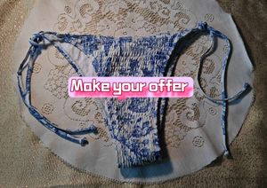 Blue Floral Smocked Bikini Bottom