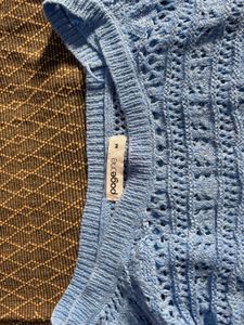 Light Blue Crochet Knit Sweater