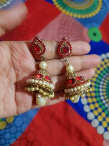 Beautiful Red Jhumka Earrings