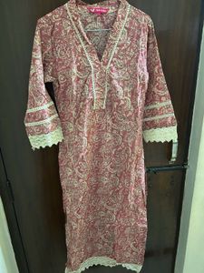 Varanga Peach Jaipuri Printed Kurta