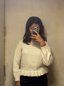 Cute Ruffled Knit Sweater