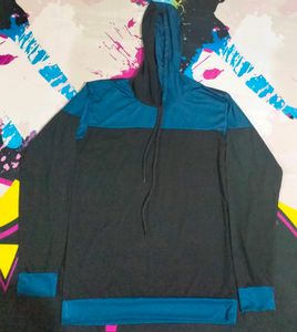 Full Sleeves T-shirt, Black And Blue In Colour.