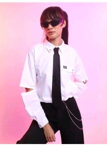 Edgy White Button-Up Shirt