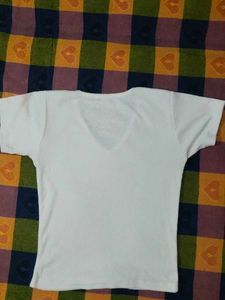 Plain White V-Neck cotton blend Top