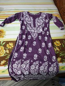 Real chikankari Purple Kurta