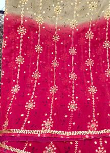 Elegant red beige Embroidered Saree