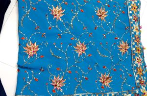 Stunning Blue Embroidered Saree with blouse