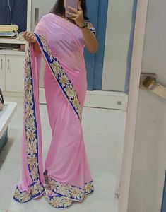 Baby Pink Saree For Women's