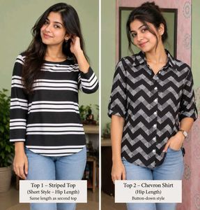 COMBO Stylish Striped & Chevron Tops