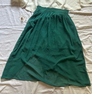 Flowy Green Maxi Skirt with Bell Sleeve Top