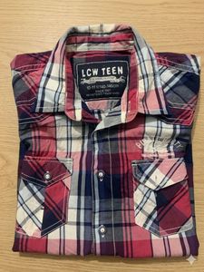LCW TEEN Plaid Short Sleeve Shirt