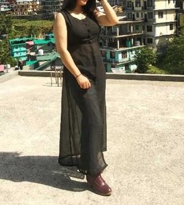Sheer Black Sleeveless Maxi Dress + Free kurti