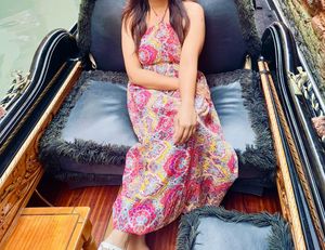 Bohemian Beach off shoulder Pink Maxi Dress
