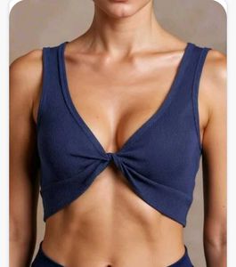Navy Blue Twisted Crop Top