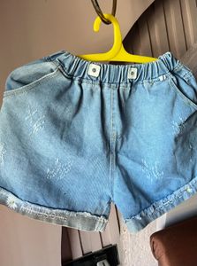 Light Wash Distressed Denim Shorts
