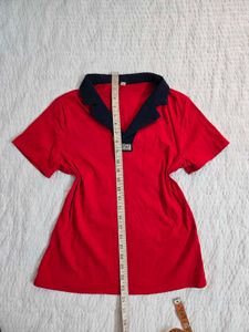 Red &amp; Navy Collared T-Shirt bust 36