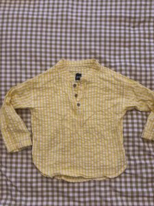 Yellow Checkered Long Sleeve Top