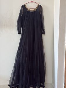Elegant Black &amp; Gold Embellished Gown