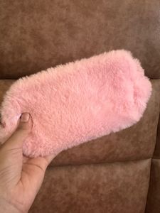 Cute Travel Pouch - Pink Faux Fur