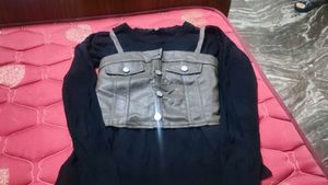 Faux Leather Crop Top with Studs