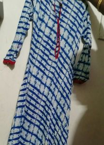 Blue And White Color Long Kurti In Taidai
