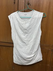 Sleek Grey V-Neck Sleeveless Top
