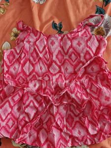 Pink Patterned Sleeveless Top