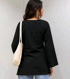 Black Flared Sleeve Kurta(Will get stockout soon)