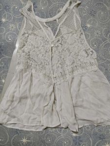 White Lace Overlay Top