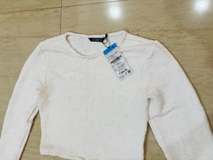 White Textured Long Sleeve Top Zudio