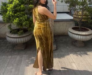 Olive Green Velvet Two-Piece Set