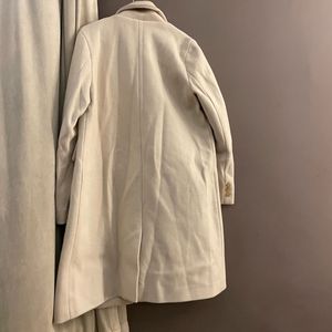 Stylish Double-Breasted Cream Coat
