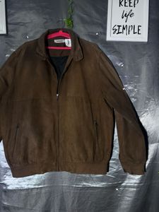 Brown Suede Bomber Jacket