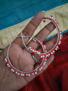 Handmade Beaded Hoop Earrings