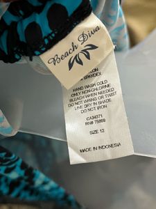 Blue &amp; Black Print Ruched Halter Bikini Top