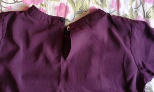 Embroidered Purple Kurti with Bell Sleeves (New)