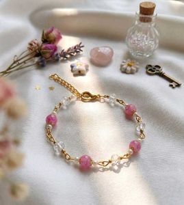 y2k Charming Pink Bead & Crystal Bracelet