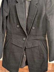 Elegant Black Wool Blend Coat