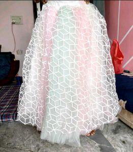 Designer Pastel Tulle Crop top with lehnga