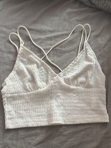 textured White Camisole Top