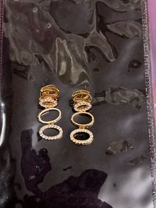 Dangling Oval Earrings with Stones (rose gold )