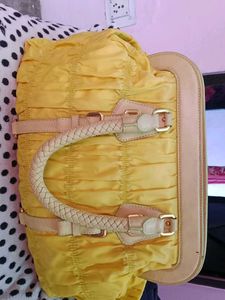 OG PRADA Yellow Tessuto Gaufre Frame HandBag