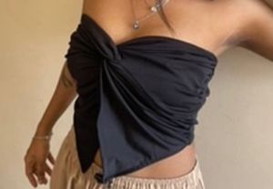 Stylish Black Knot Front Bandeau Top