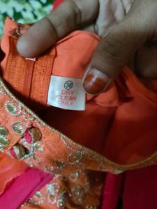 Embroidered Orange Ethnic Wear Set