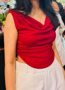 Red cowl neck Top