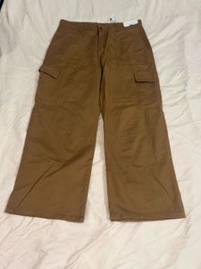 Brown Wide Leg Cargo Pants