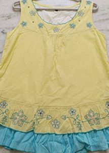 Embroidered Yellow Tunic Top